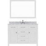 Caroline 48" Single Bath Vanity in White with White Marble Top and Round Sink and Matching Mirror