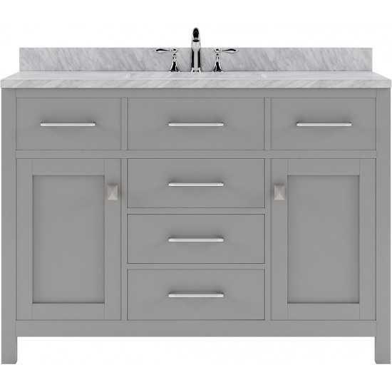 Caroline 48" Single Bath Vanity in Cashmere Gray with White Marble Top and Square Sink