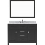 Caroline 48" Single Bath Vanity in Espresso with White Marble Top and Square Sink with Brushed Nickel Faucet and Matching Mir