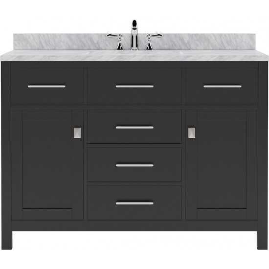 Caroline 48" Single Bath Vanity in Espresso with White Marble Top and Square Sink with Brushed Nickel Faucet