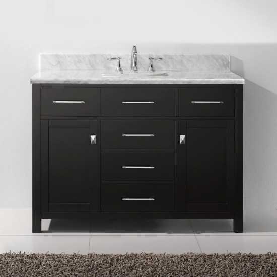 Caroline 48" Single Bath Vanity in Espresso with White Marble Top and Square Sink