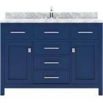 Caroline 48" Single Bath Vanity in French Blue with White Marble Top and Square Sink