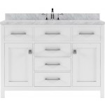 Caroline 48" Single Bath Vanity in White with White Marble Top and Square Sink