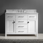 Caroline 48" Single Bath Vanity in White with White Marble Top and Square Sink