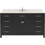 Caroline 60" Single Bath Vanity in Espresso with White Quartz Top and Round Sink