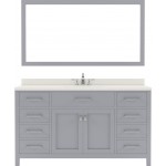 Caroline 60" Single Bath Vanity in Gray with White Quartz Top and Round Sink and Matching Mirror