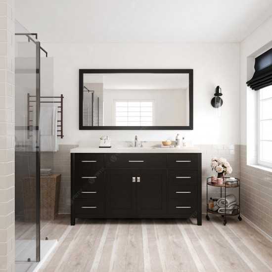 Caroline 60" Single Bath Vanity in Espresso with White Quartz Top and Square Sink