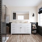 Caroline 60" Single Bath Vanity in White with White Quartz Top and Square Sink and Matching Mirror