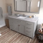 Caroline 60" Single Bath Vanity in Cashmere Gray with White Marble Top and Square Sink with Polished Chrome Faucet