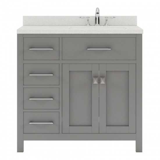 Caroline Parkway 36" Single Bath Vanity in Cashmere Gray with White Quartz Top and Round Sink