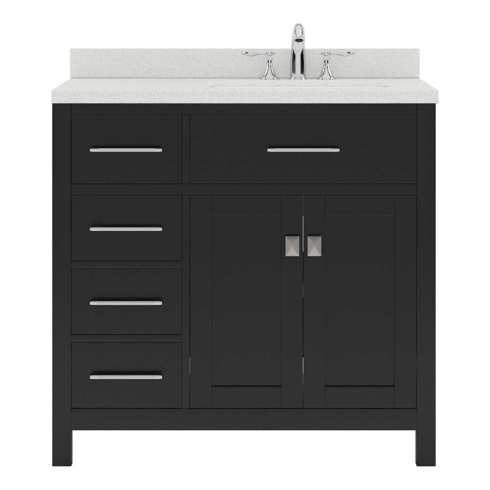 Caroline Parkway 36" Single Bath Vanity in Espresso with White Quartz Top and Square Sink