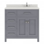 Caroline Parkway 36" Single Bath Vanity in Gray with White Quartz Top and Square Sink