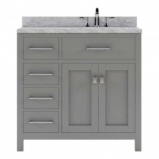 Caroline Parkway 36" Single Bath Vanity in Cashmere Gray with White Marble Top and Round Sink