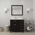 Caroline Parkway 36" Single Bath Vanity in Espresso with White Quartz Top and Round Sink and Matching Mirror