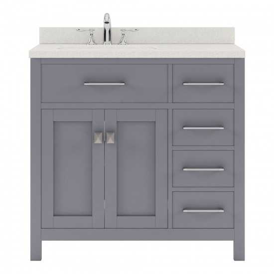 Caroline Parkway 36" Single Bath Vanity in Gray with White Quartz Top and Round Sink