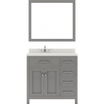 Caroline Parkway 36" Single Vanity in Cashmere Gray with White Quartz Top and Square Sink with Brushed Nickel Faucet and Mirr