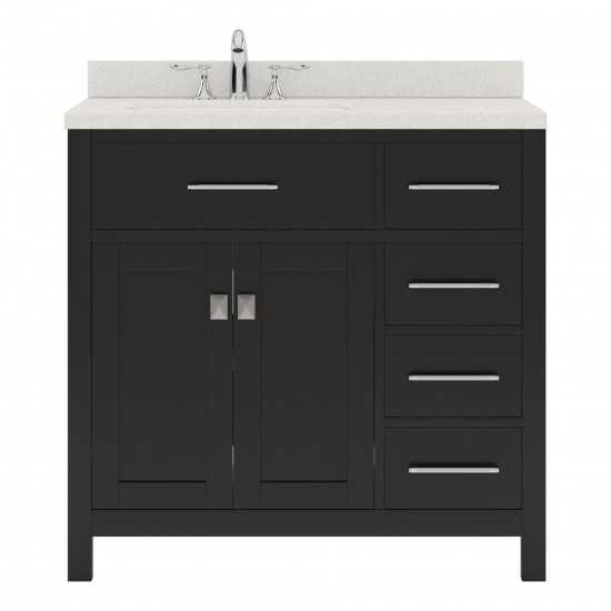 Caroline Parkway 36" Single Bath Vanity in Espresso with White Quartz Top and Square Sink