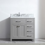 Caroline Parkway 36" Single Bath Vanity in Cashmere Gray with White Marble Top and Round Sink