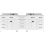 Caroline Parkway 93" Double Bath Vanity in White with White Marble Top and Round Sinks