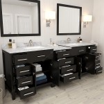 Caroline Parkway 93" Double Bath Vanity in Espresso with White Marble Top and Square Sinks and Matching Mirror