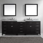 Caroline Parkway 93" Double Vanity in Espresso with White Marble Top and Square Sinks with Polished Chrome Faucets and Mirror