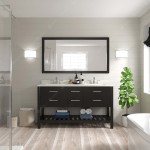 Caroline Estate 60" Double Bath Vanity in Espresso with White Quartz Top and Round Sinks and Matching Mirror