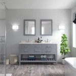 Caroline Estate 60" Double Bath Vanity in Gray with White Quartz Top and Round Sinks