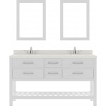 Caroline Estate 60" Double Bath Vanity in White with White Quartz Top and Round Sinks with Brushed Nickel Faucets and Mirrors