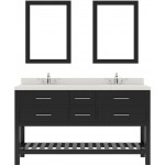 Caroline Estate 60" Double Bath Vanity in Espresso with White Quartz Top and Square Sinks and Matching Mirrors