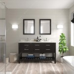 Caroline Estate 60" Double Bath Vanity in Espresso with White Quartz Top and Square Sinks and Matching Mirrors