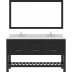 Caroline Estate 60" Double Bath Vanity in Espresso with White Quartz Top with Polished Chrome Faucets and Matching Mirror