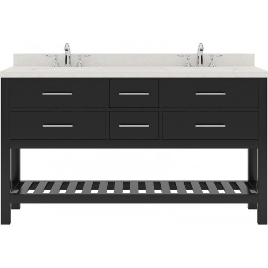 Caroline Estate 60" Double Bath Vanity in Espresso with White Quartz Top and Square Sinks