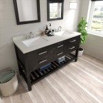 Caroline Estate 60" Double Bath Vanity in Espresso with White Quartz Top and Square Sinks