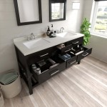 Caroline Estate 60" Double Bath Vanity in Espresso with White Quartz Top and Square Sinks