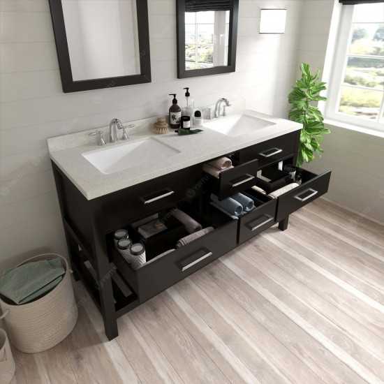 Caroline Estate 60" Double Bath Vanity in Espresso with White Quartz Top and Square Sinks