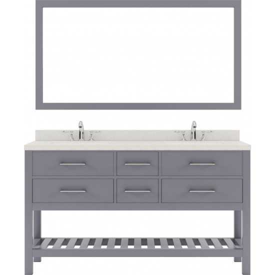 Caroline Estate 60" Double Bath Vanity in Gray with White Quartz Top and Matching Mirror