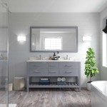 Caroline Estate 60" Double Bath Vanity in Gray with White Quartz Top and Matching Mirror