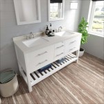 Caroline Estate 60" Double Bath Vanity in White with White Quartz Top and Square Sinks and Matching Mirrors