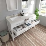 Caroline Estate 60" Double Bath Vanity in White with White Quartz Top and Square Sinks and Matching Mirrors