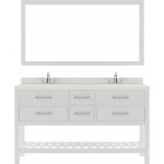 Caroline Estate 60" Double Bath Vanity in White with White Quartz Top and Matching Mirror