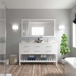 Caroline Estate 60" Double Bath Vanity in White with White Quartz Top with Polished Chrome Faucets and Matching Mirror