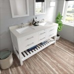 Caroline Estate 60" Double Bath Vanity in White with White Quartz Top and Square Sinks