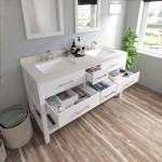 Caroline Estate 60" Double Bath Vanity in White with White Quartz Top and Square Sinks