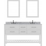 Caroline Estate 60" Double Bath Vanity in White with White Marble Top and Round Sinks with Brushed Nickel Faucets and Mirrors