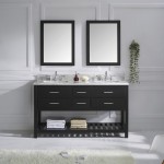 Caroline Estate 60" Double Bath Vanity in Espresso with White Marble Top and Square Sinks and Matching Mirrors