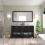 Caroline Estate 60" Double Bath Vanity in Espresso with White Marble Top and Square Sinks and Matching Mirror