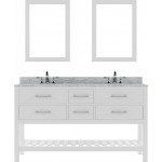 Caroline Estate 60" Double Bath Vanity in White with White Marble Top and Square Sinks and Matching Mirrors