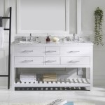 Caroline Estate 60" Double Bath Vanity in White with White Marble Top and Square Sinks with Brushed Nickel Faucets