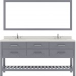 Caroline Estate 72" Double Bath Vanity in Gray with White Quartz Top and Round Sinks with Brushed Nickel Faucets and Mirrors