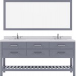 Caroline Estate 72" Double Bath Vanity in Gray with White Quartz Top and Round Sinks and Matching Mirror